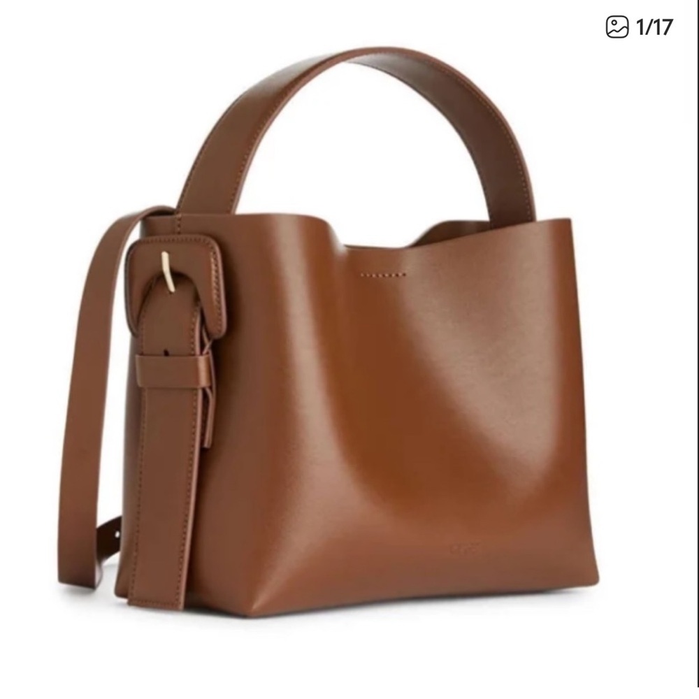 Arket Rigid Crossbody Tote Bag in Caramel Brown